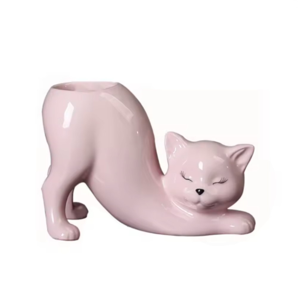 Stretching Cat Planter