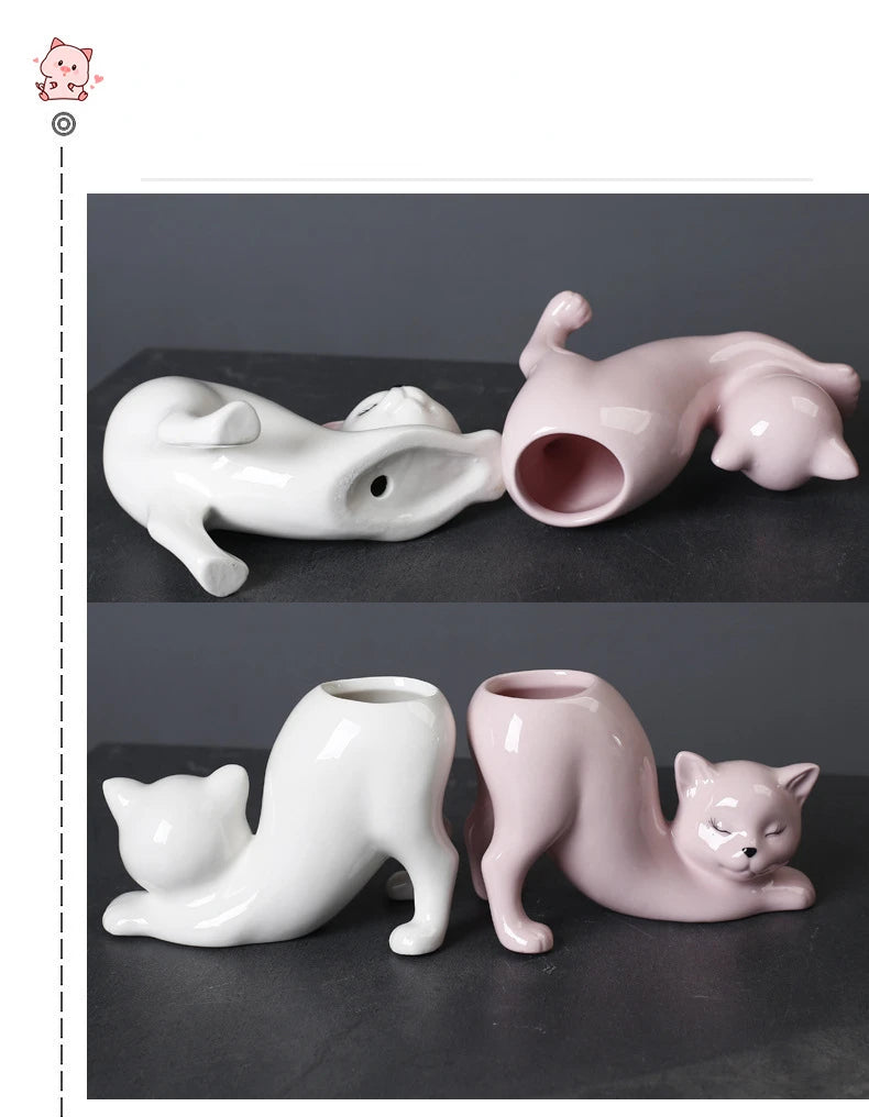 Stretching Cat Planter