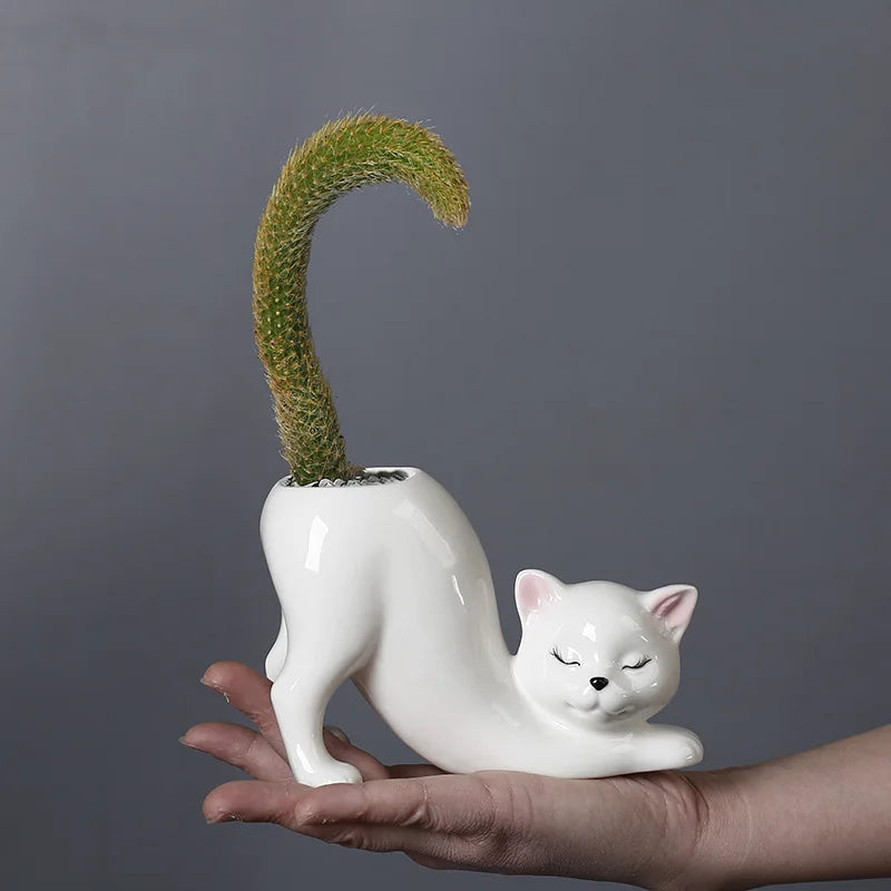 Stretching Cat Planter